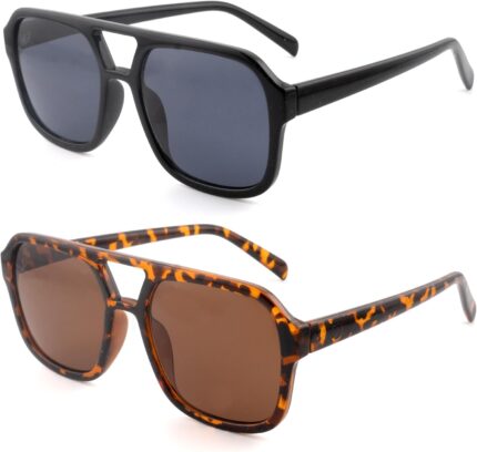 Aviator Reading Sunglasses — Black & Tortoise, 2 Pack