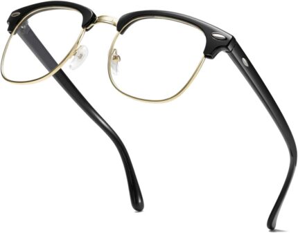 Black & Gold Clubmaster Clear Lens Frames