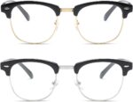 Black & Gold Clubmaster Clear Lens Frames