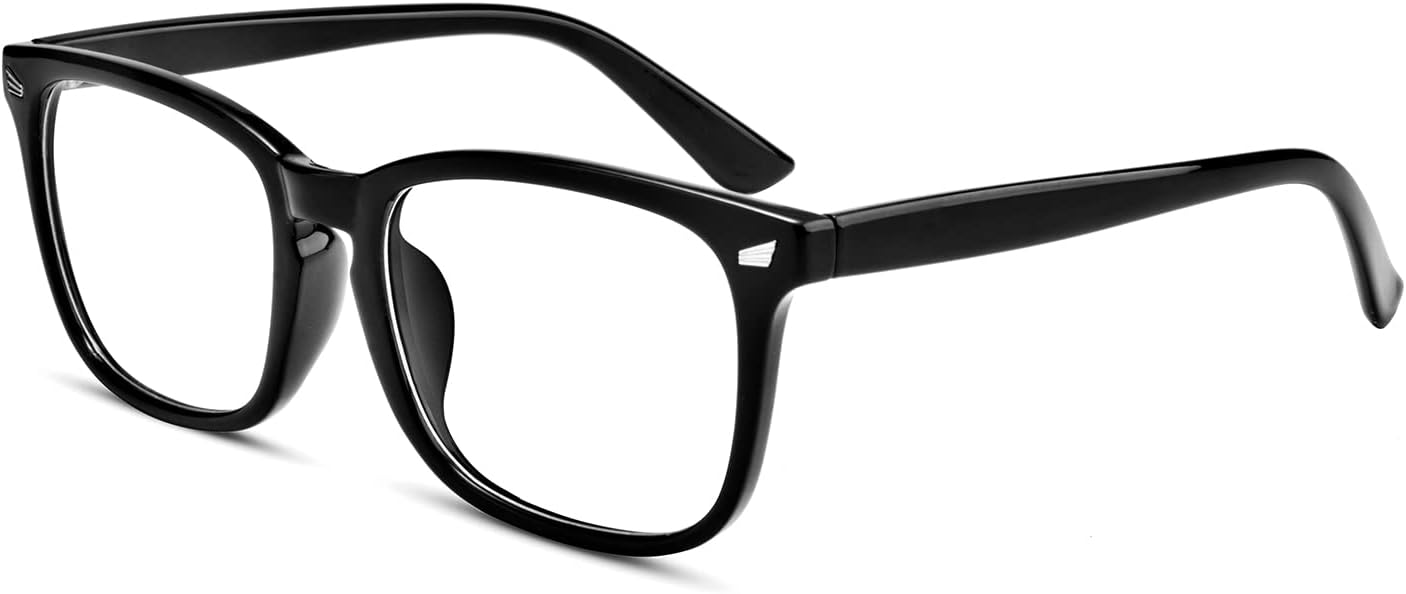 Black TR90 Square Clear Lens Frames with Rivet Detail Black TR90 Square Clear Lens Frames with Rivet Detail