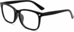 Black TR90 Square Clear Lens Frames with Rivet Detail