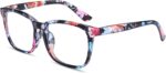 Black TR90 Square Clear Lens Frames with Rivet Detail