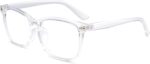 Black TR90 Square Clear Lens Frames with Rivet Detail