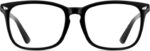 Black TR90 Square Clear Lens Frames with Rivet Detail