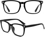 Black TR90 Square Clear Lens Frames with Rivet Detail