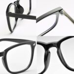 Black TR90 Square Clear Lens Frames with Rivet Detail