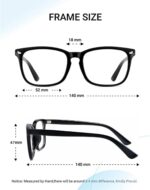 Black TR90 Square Clear Lens Frames with Rivet Detail