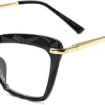 Cat Eye Clear Lens Frames with Gold Temple Accents