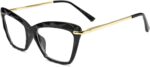 Cat Eye Clear Lens Frames with Gold Temple Accents