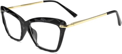 Cat Eye Clear Lens Frames with Gold Temple Accents