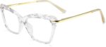 Cat Eye Clear Lens Frames with Gold Temple Accents