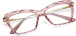Cat Eye Clear Lens Frames with Gold Temple Accents
