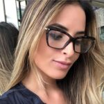 Cat Eye Clear Lens Frames with Gold Temple Accents