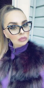 Cat Eye Clear Lens Frames with Gold Temple Accents