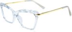 Cat Eye Clear Lens Frames with Gold Temple Accents