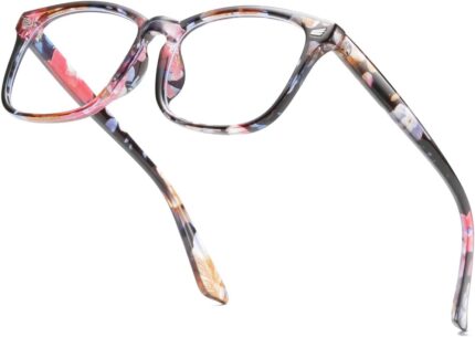 Floral Print Square Clear Lens Frames