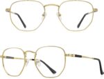Geometric Gold Metal Reading Glasses — Textured Frame