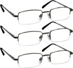 Half-Rim Gunmetal Reading Glasses — 3 Pack