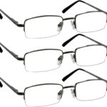 Half-Rim Gunmetal Reading Glasses — 3 Pack