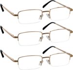 Half-Rim Gunmetal Reading Glasses — 3 Pack