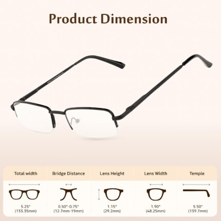 Half-Rim Gunmetal Reading Glasses — 3 Pack