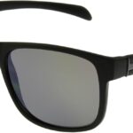 Matte Black Square Sunglasses — Silver Mirror Lens