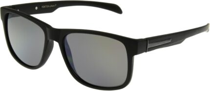 Matte Black Square Sunglasses — Silver Mirror Lens