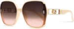 Oversized Black Square Sunglasses with Gold Trim