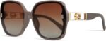 Oversized Black Square Sunglasses with Gold Trim