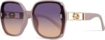 Oversized Black Square Sunglasses with Gold Trim