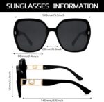 Oversized Black Square Sunglasses with Gold Trim