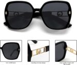 Oversized Black Square Sunglasses with Gold Trim