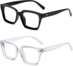 Oversized Square Clear Lens Frames — Black & Transparent, 2 Pack
