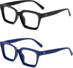 Oversized Square Clear Lens Frames — Black & Transparent, 2 Pack