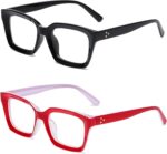 Oversized Square Clear Lens Frames — Black & Transparent, 2 Pack