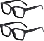 Oversized Square Clear Lens Frames — Black & Transparent, 2 Pack