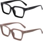 Oversized Square Clear Lens Frames — Black & Transparent, 2 Pack