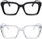 Oversized Square Clear Lens Frames — Black & Transparent, 2 Pack