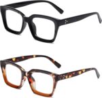 Oversized Square Clear Lens Frames — Black & Transparent, 2 Pack