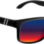 Polarized Sport Sunglasses — Black Frame, Red-Blue Fade