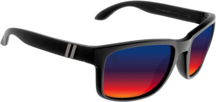 Polarized Sport Sunglasses — Black Frame, Red-Blue Fade