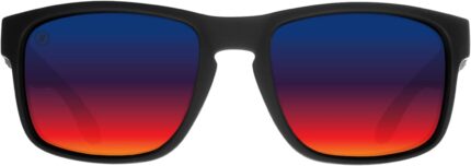 Polarized Sport Sunglasses — Black Frame, Red-Blue Fade