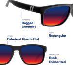 Polarized Sport Sunglasses — Black Frame, Red-Blue Fade