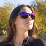 Polarized Sport Sunglasses — Black Frame, Red-Blue Fade