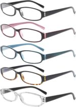 Rectangular Reading Glasses — 5 Pack, Mixed Colours