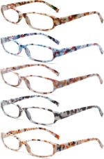 Rectangular Reading Glasses — 5 Pack, Mixed Colours