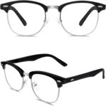Retro Clubmaster Clear Lens Frames — Black & Silver