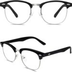 Retro Clubmaster Clear Lens Frames — Black & Silver