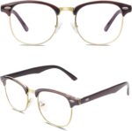 Retro Clubmaster Clear Lens Frames — Black & Silver