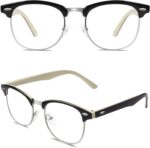 Retro Clubmaster Clear Lens Frames — Black & Silver